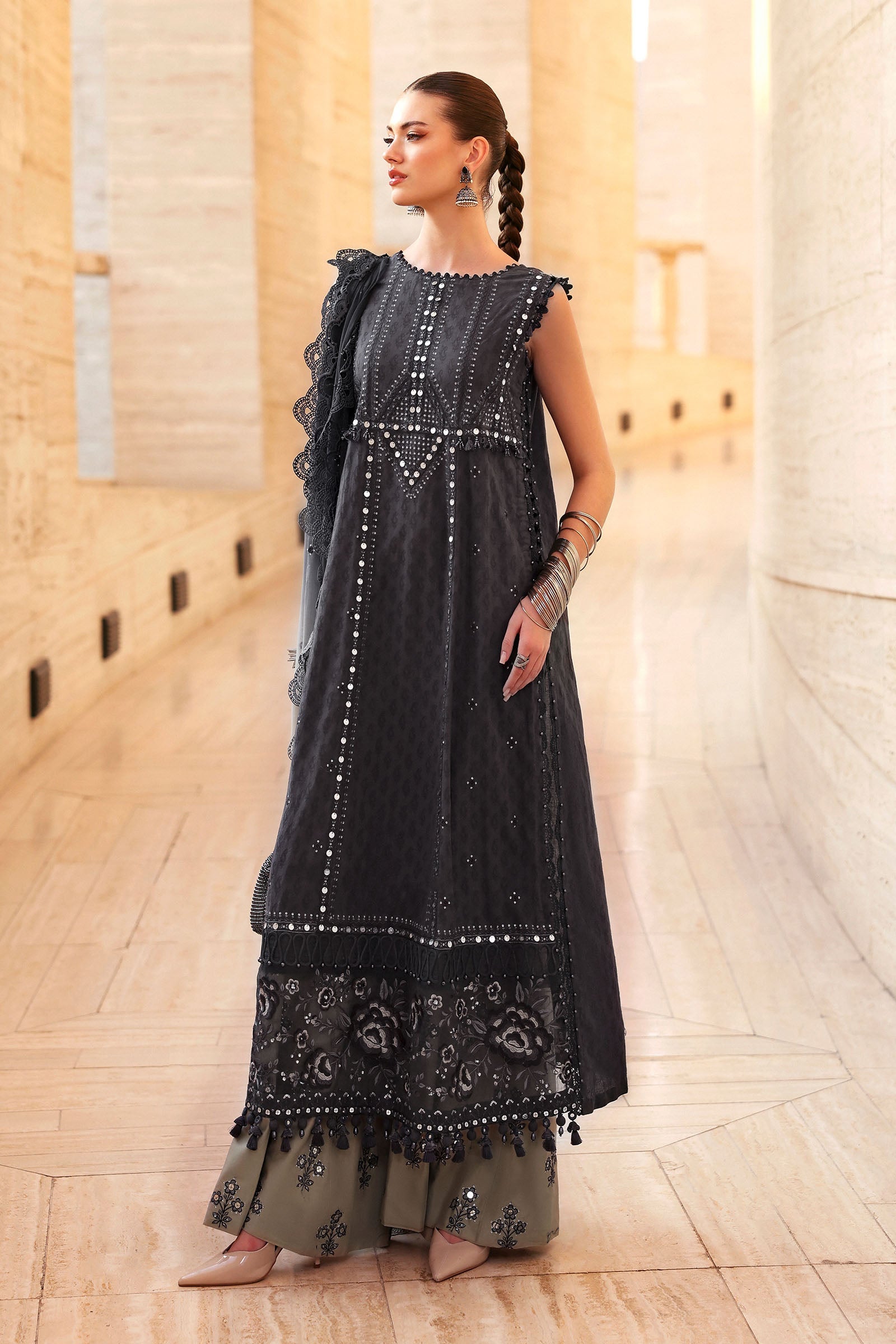 3 Piece Unstitched Embroidered Jacquard Lawn Suit
