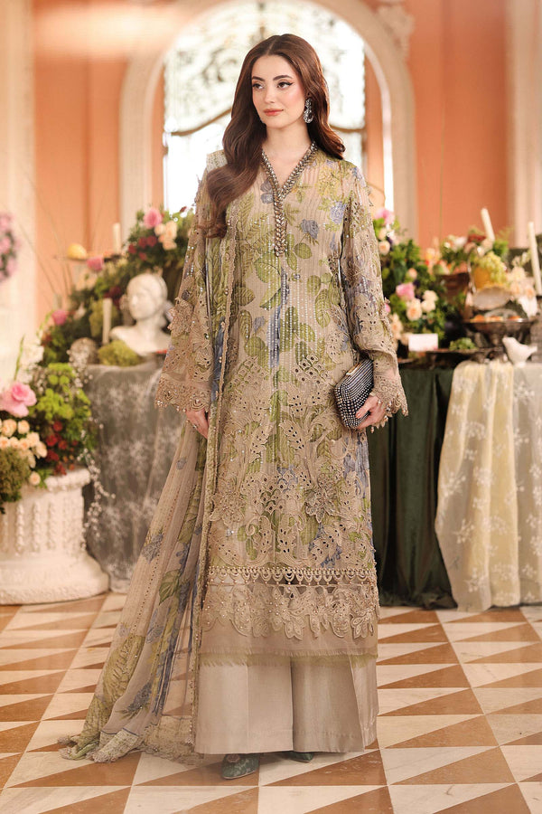 3 Piece Unstitched Embroidered Chiffon Suit