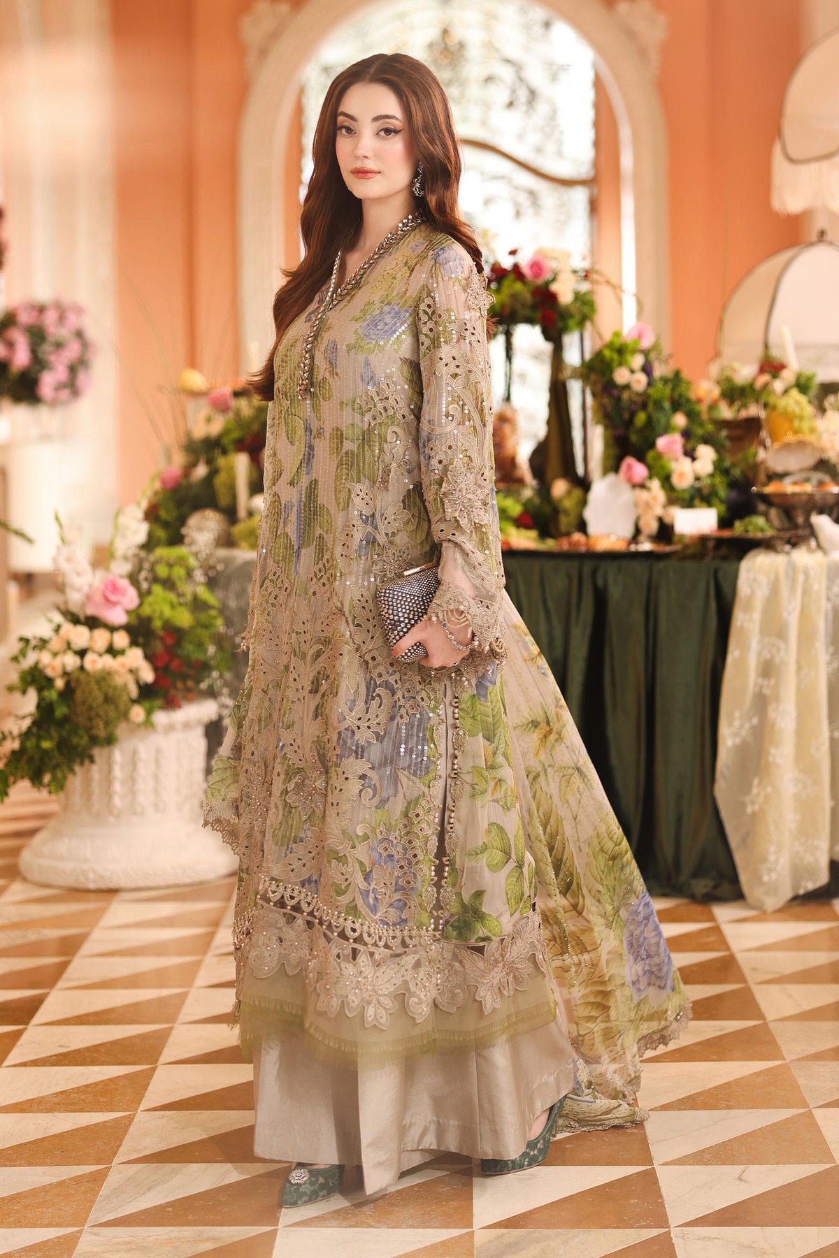 3 Piece Unstitched Embroidered Chiffon Suit (MPC-26-203)