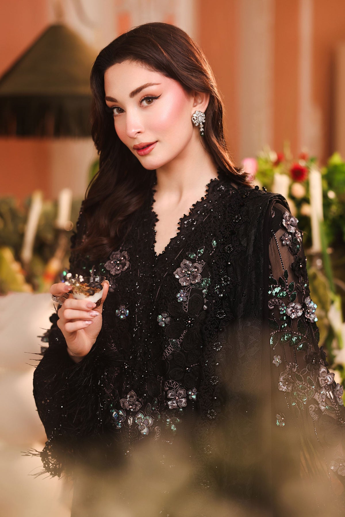 3 Piece Unstitched Embroidered Chiffon Suit