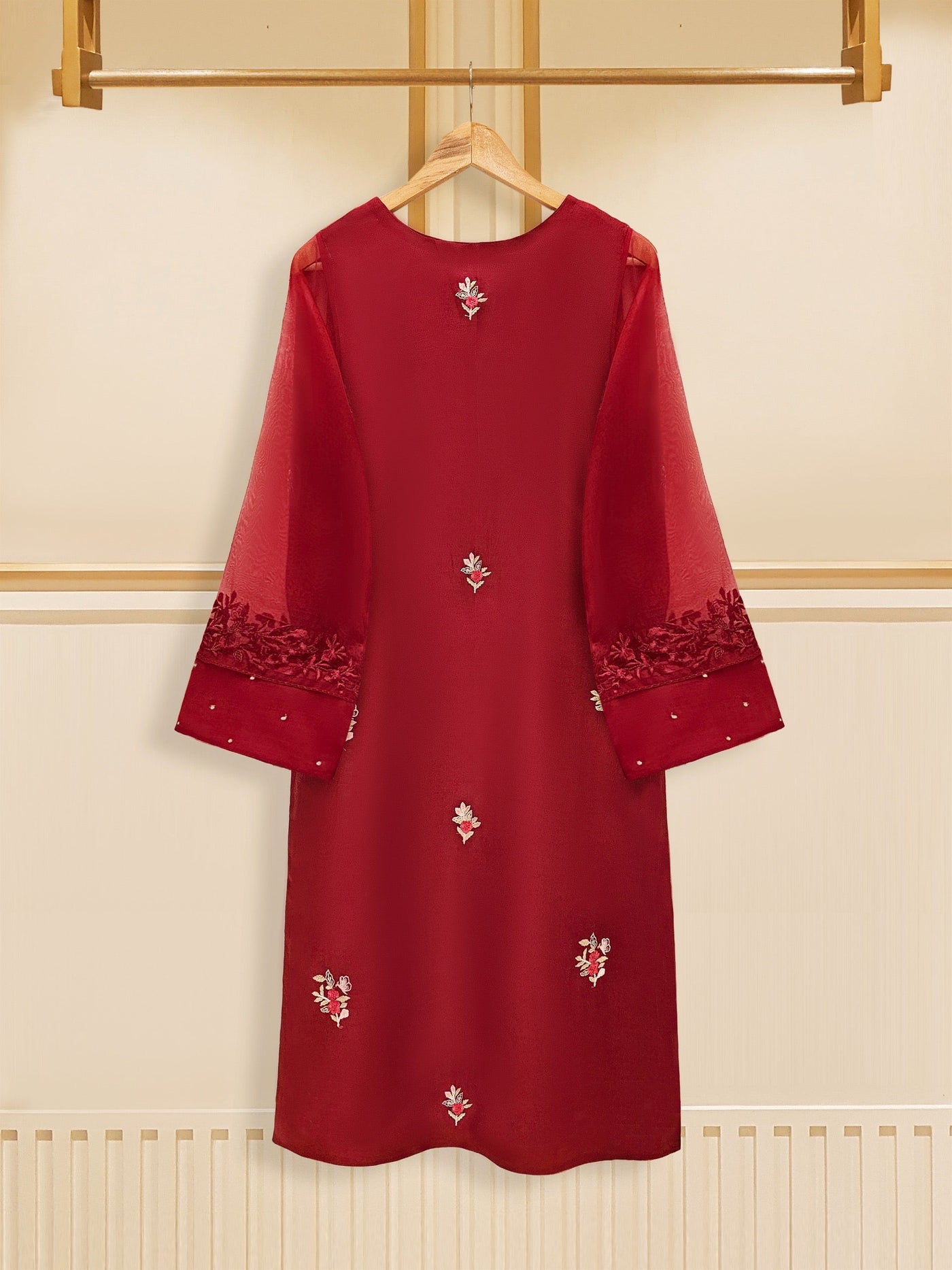3 Piece - Pure Organza Embroidered Suit S109172