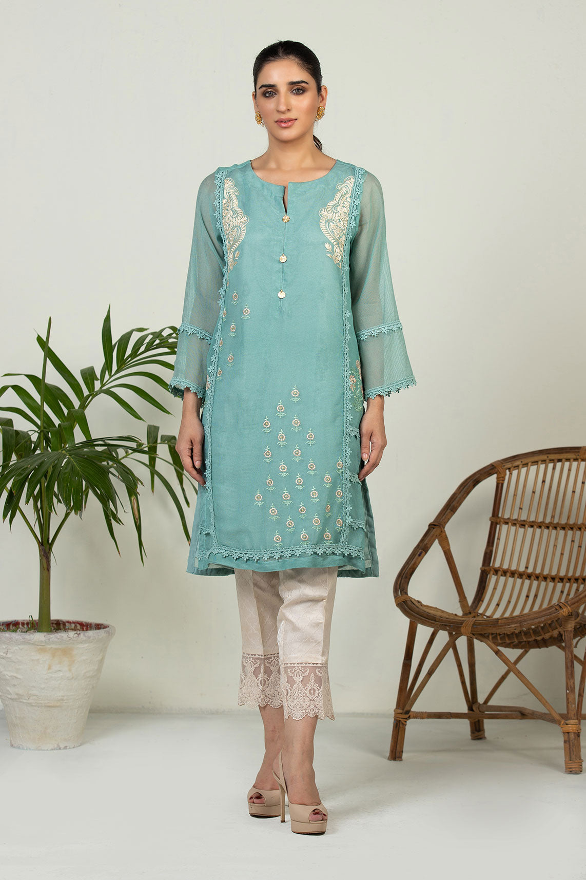 Embroidered Organza Dupatta (As Shown)