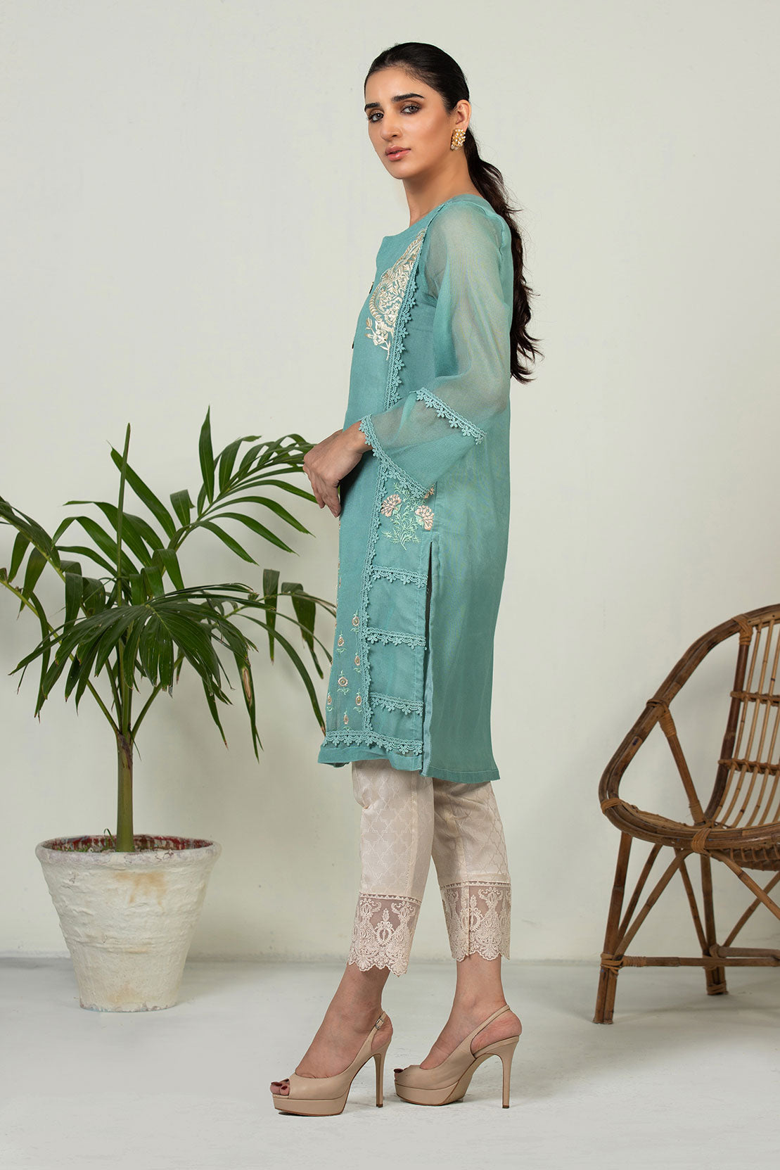 Embroidered Organza Dupatta (As Shown)