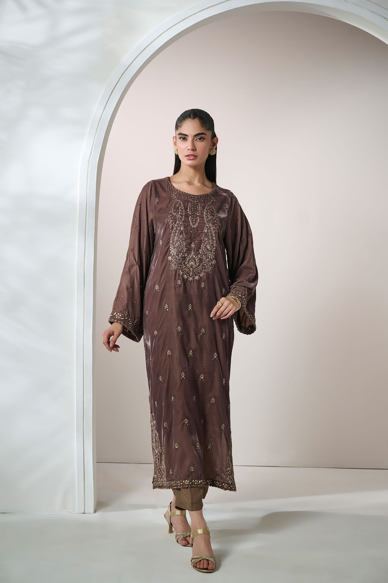 2 Piece Embroidered Organza Suit