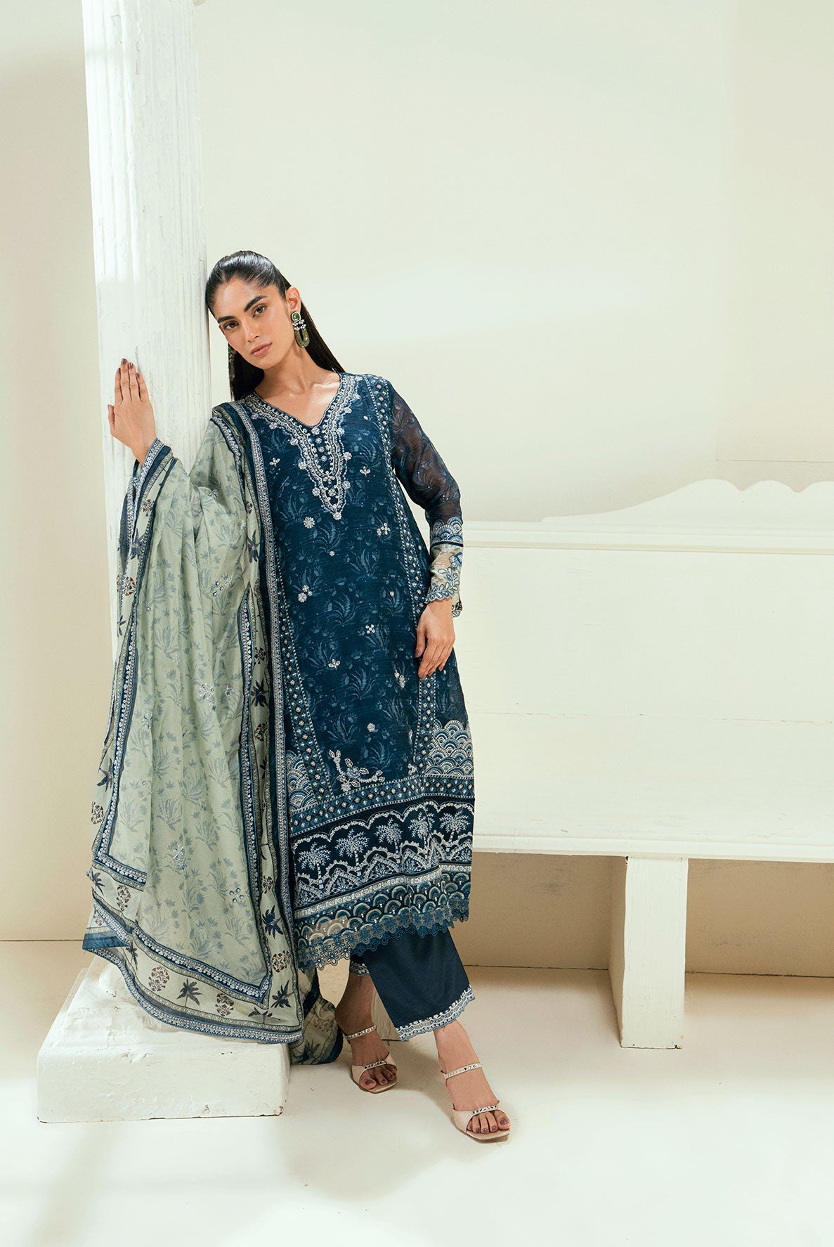 3 Piece Embroidered Organza Suit