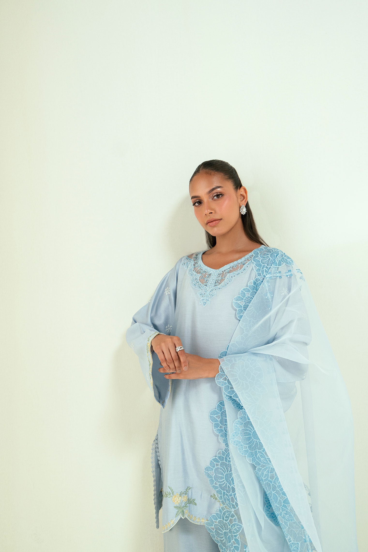 SS25DA-2731 SKY BLUE  1PCS EMBROIDERED KURTA
