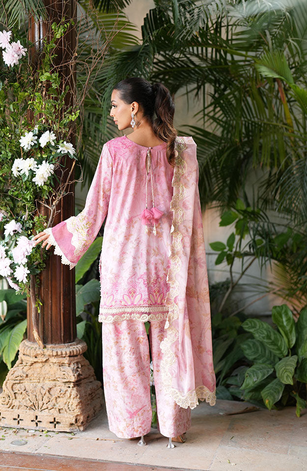 SS25DA-2756 PINK 2PCS  EMBROIDERED KURTA WITH TROUSER