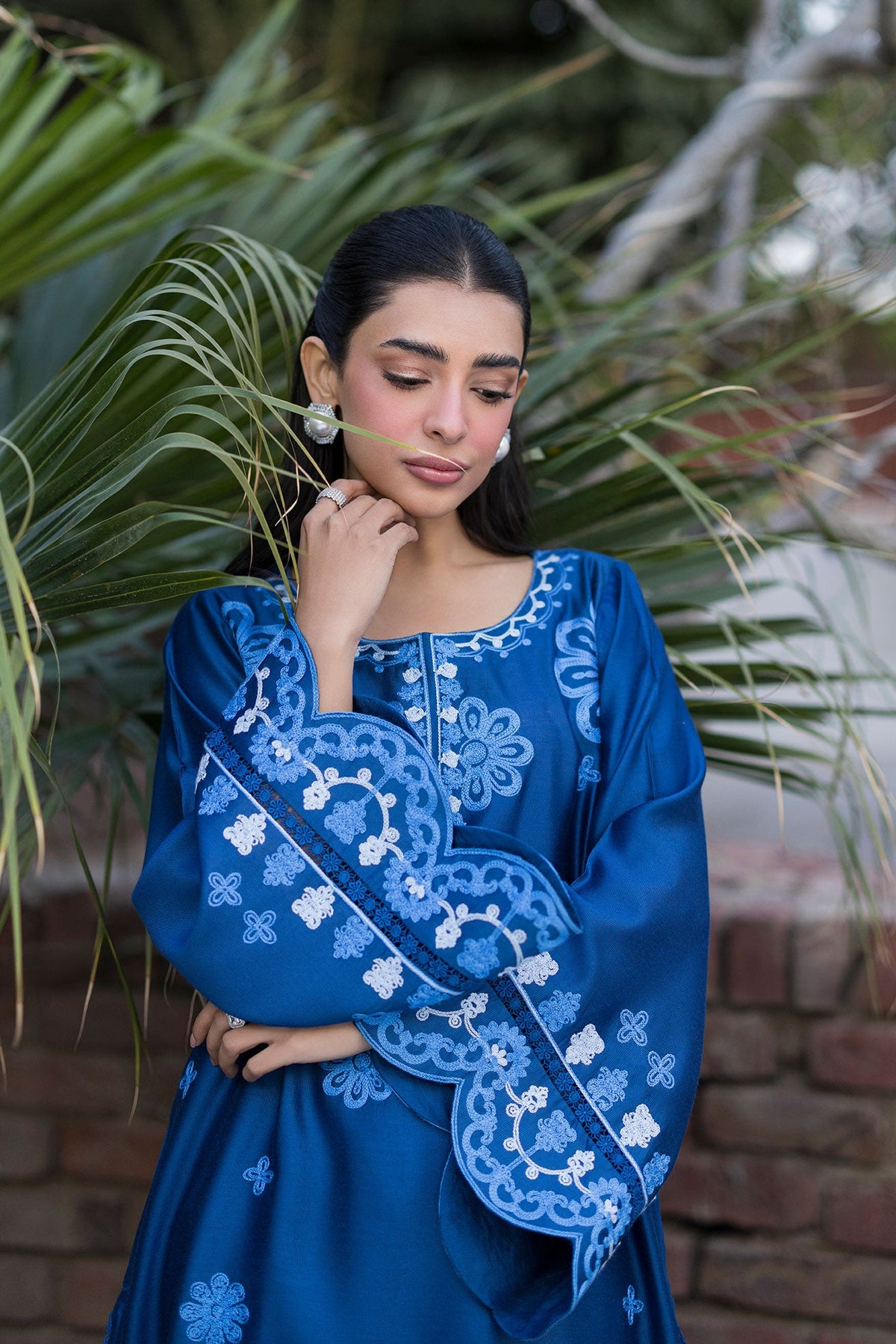SS25DA-2776   BLUE  2PCS  EMBROIDERED KURTA WITH TROUSER