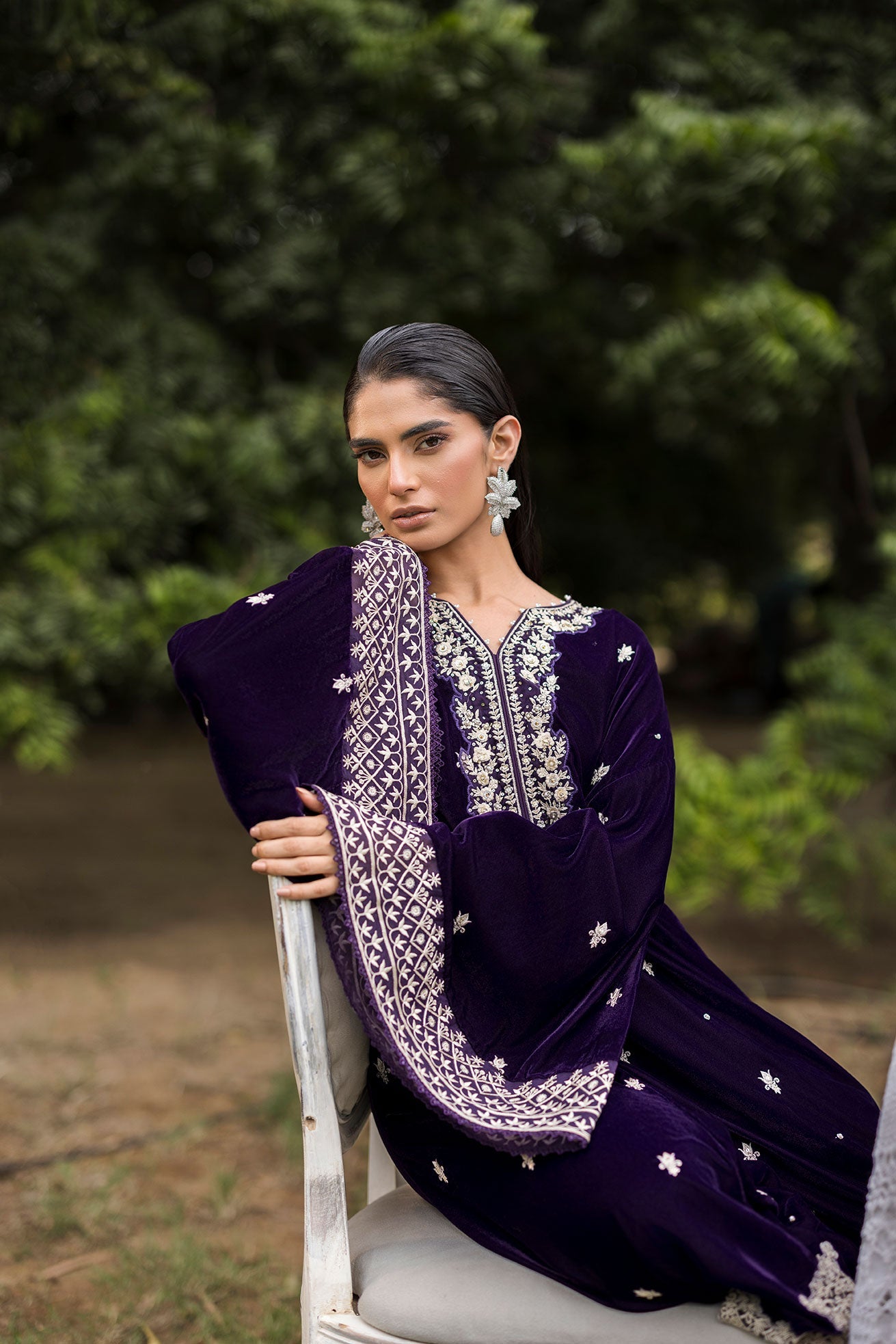 Fw25Da-2818 Purple 2Pcs Embroidered Kurta With Trouser