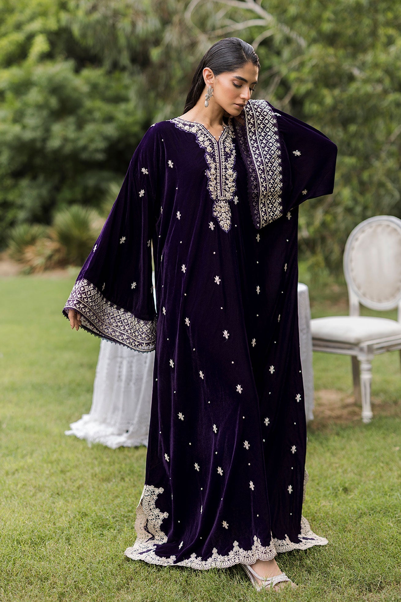 Fw25Da-2818 Purple 2Pcs Embroidered Kurta With Trouser