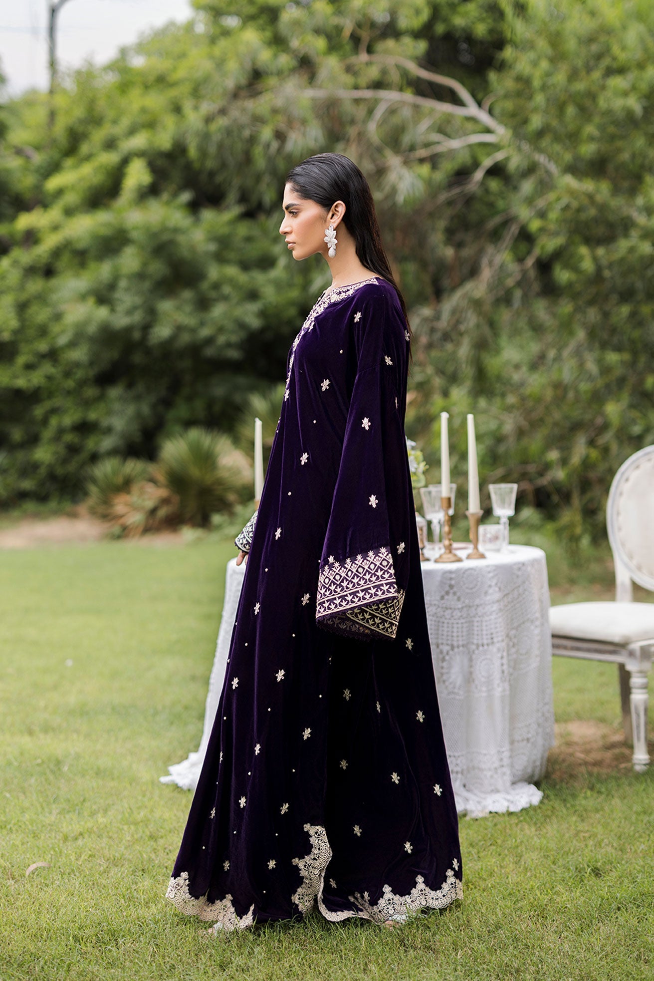 Fw25Da-2818 Purple 2Pcs Embroidered Kurta With Trouser