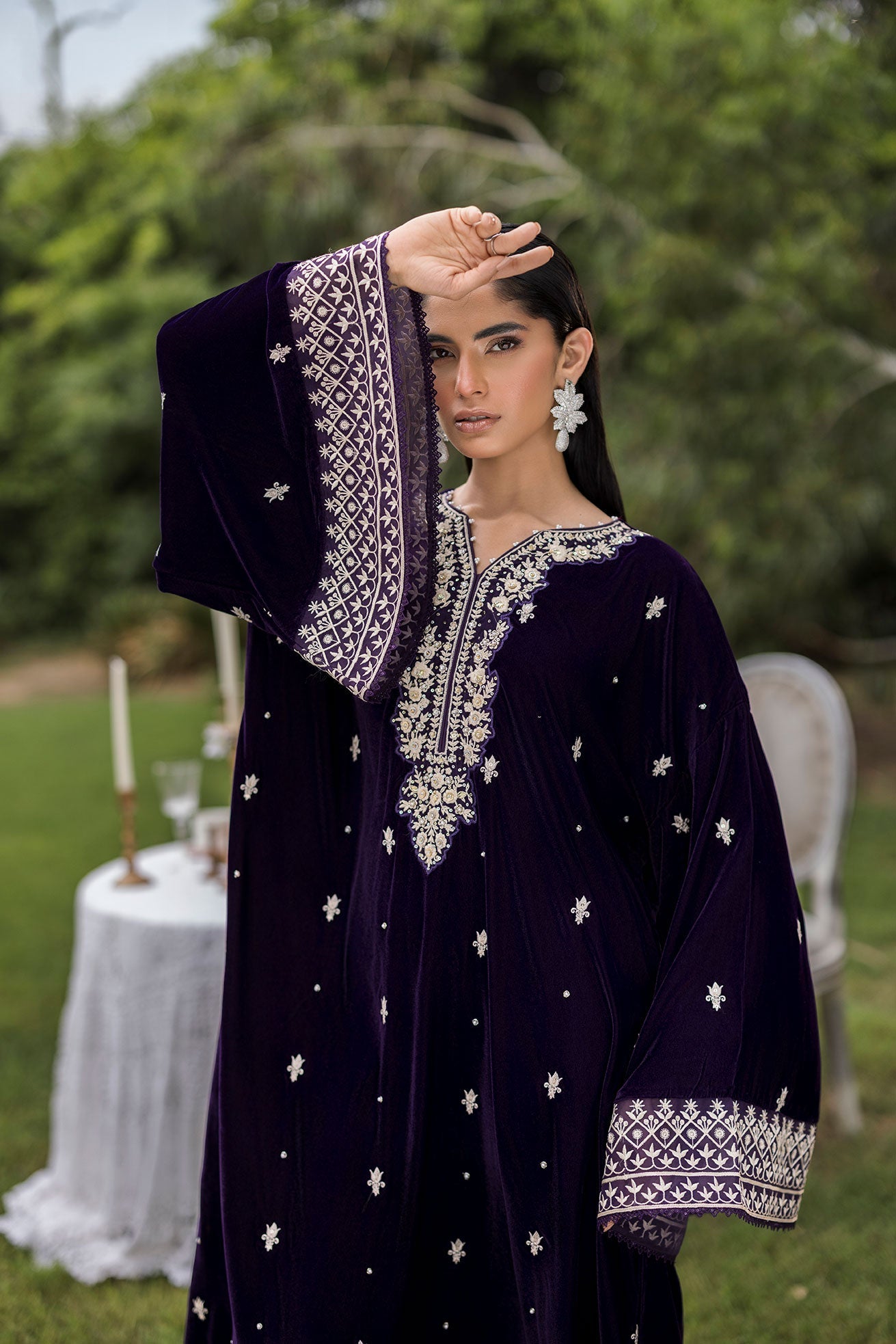 Fw25Da-2818 Purple 2Pcs Embroidered Kurta With Trouser