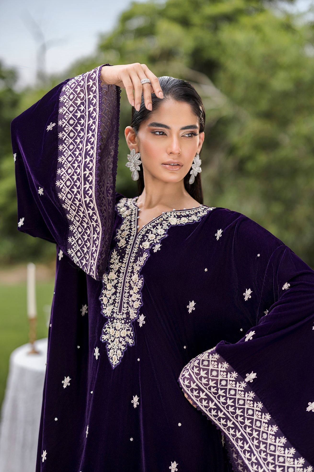 Fw25Da-2818 Purple 2Pcs Embroidered Kurta With Trouser