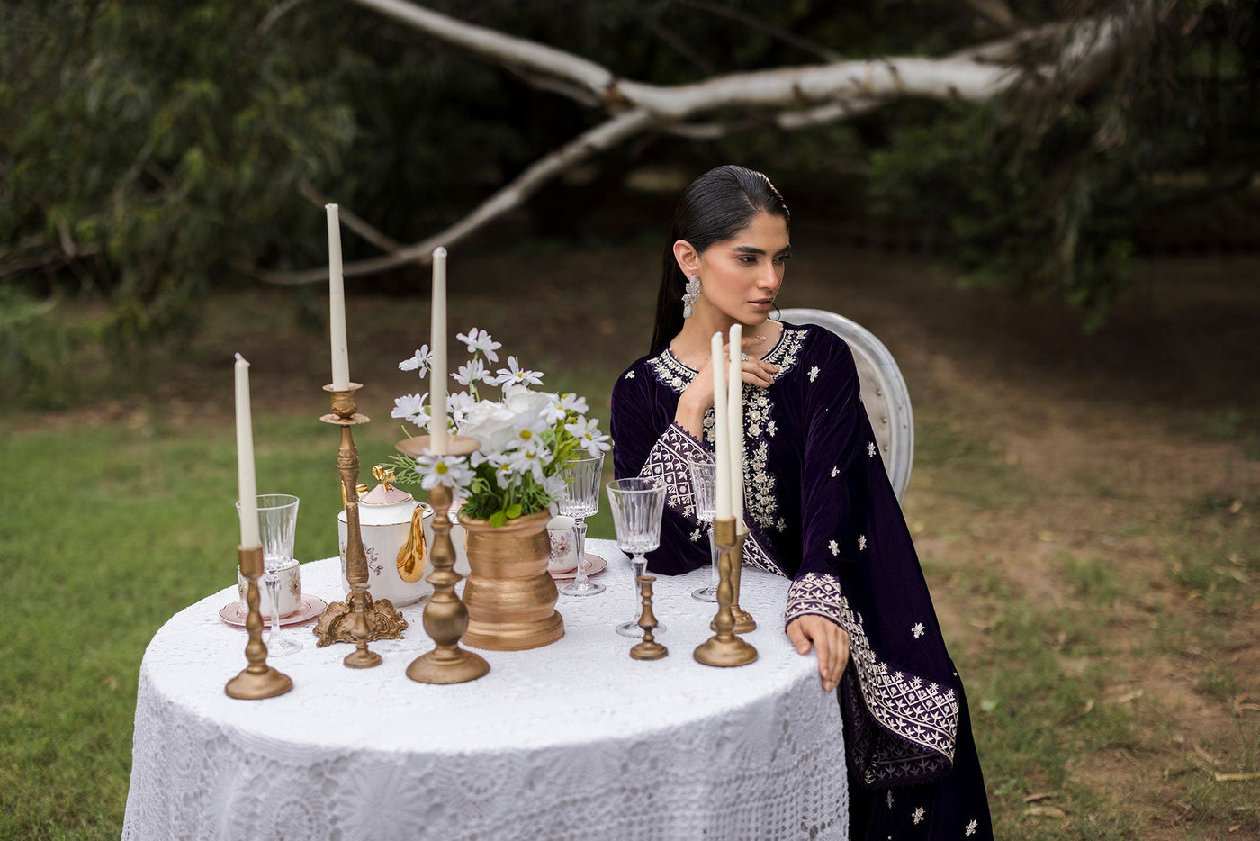 Fw25Da-2818 Purple 2Pcs Embroidered Kurta With Trouser