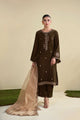 FW25DD-2821  BROWN EMBROIDERED DUPATTA