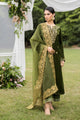 FW25DD-2831  OLIVE GREEN  EMBROIDERED  DUPATTA