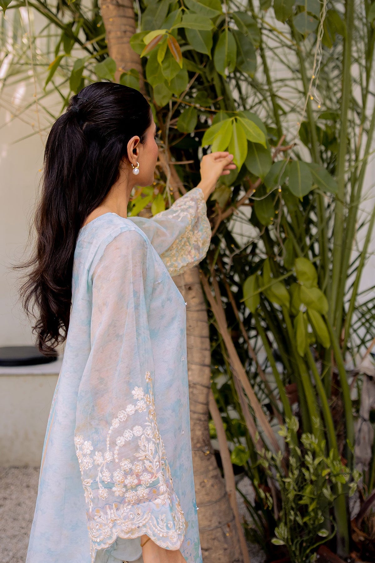 FW25DA-2858 SKY BLUE 2PCS  EMBROIDERED KURTA WITH TROUSER