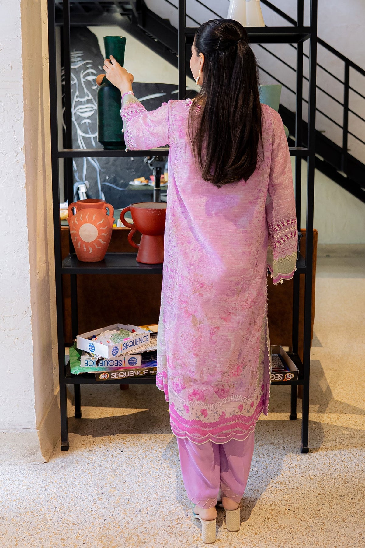 FW25DA-2861 LILAC 2PCS  EMBROIDERED KURTA WITH TROUSER