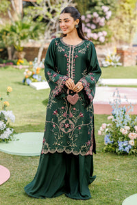 SS26DA-2902 BOTTLE GREEN 2PCS  EMBROIDERED KURTA WITH TROUSER