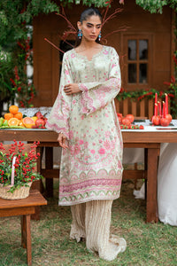 SS26DA-2912 L-GREEN -SILK TUNIC- 2PCS HAND EMBELLISHED  SHIRT WITH TROUSER