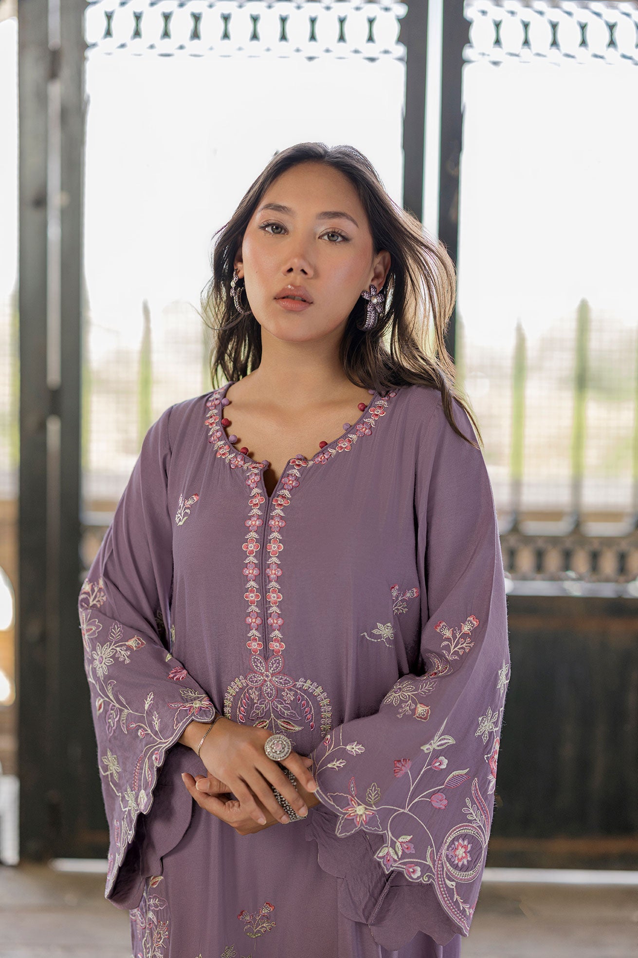 SS26DA-2919 LILAC - 1PCS - EMBROIDERED KAFTAN