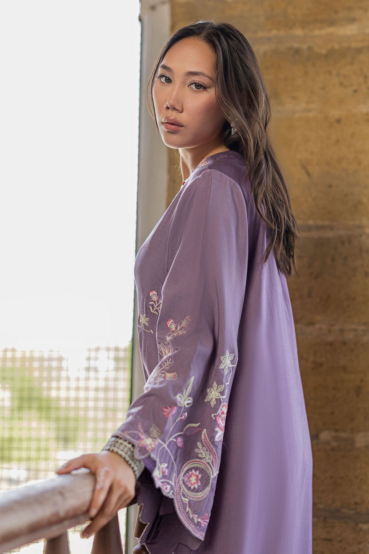 SS26DA-2919 LILAC - 1PCS - EMBROIDERED KAFTAN