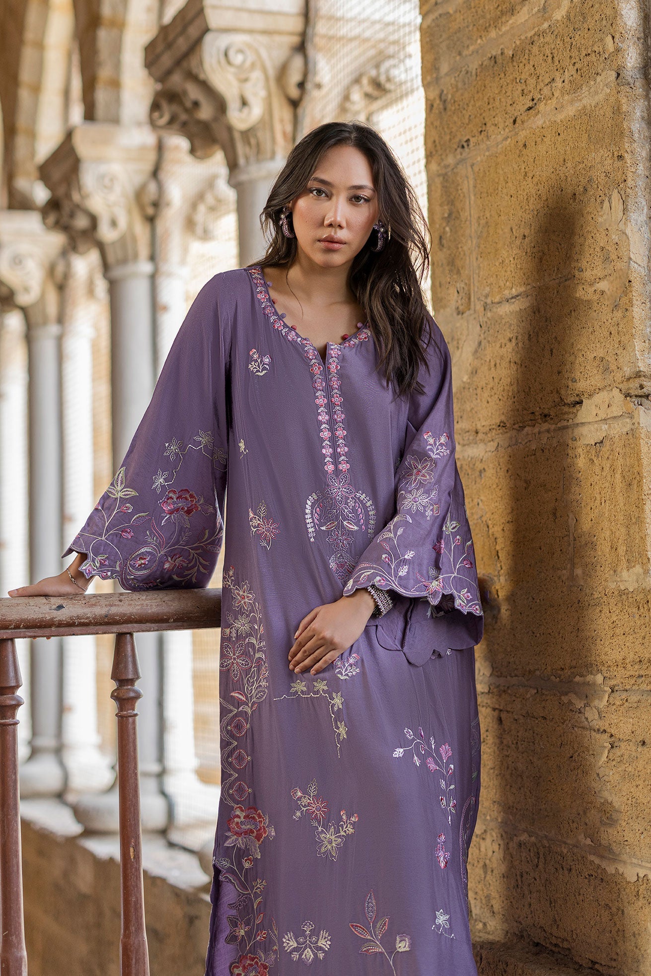 SS26DA-2919 LILAC - 1PCS - EMBROIDERED KAFTAN