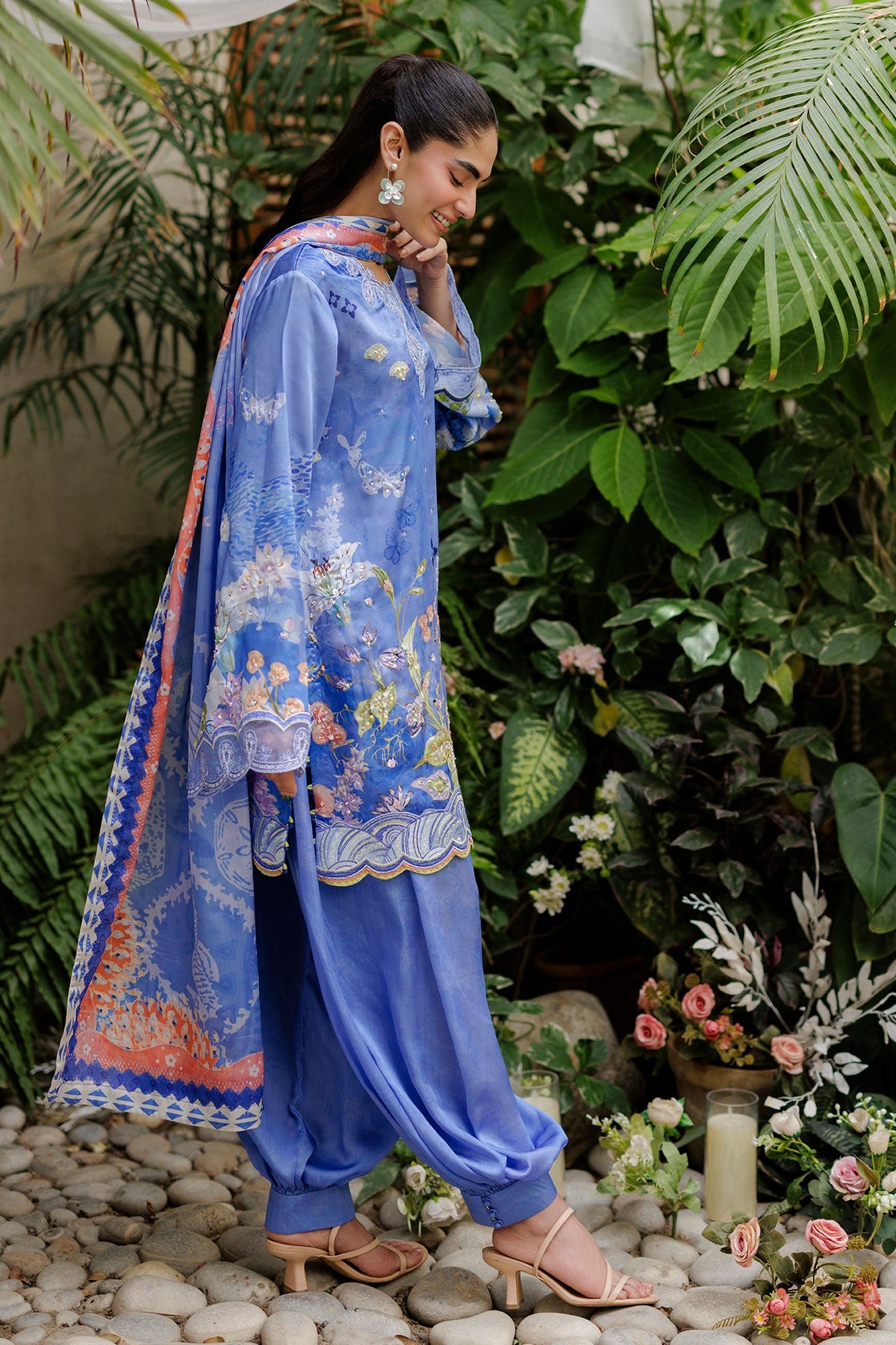 SS26DD-2934  BLUE PRINTED DUPATTA