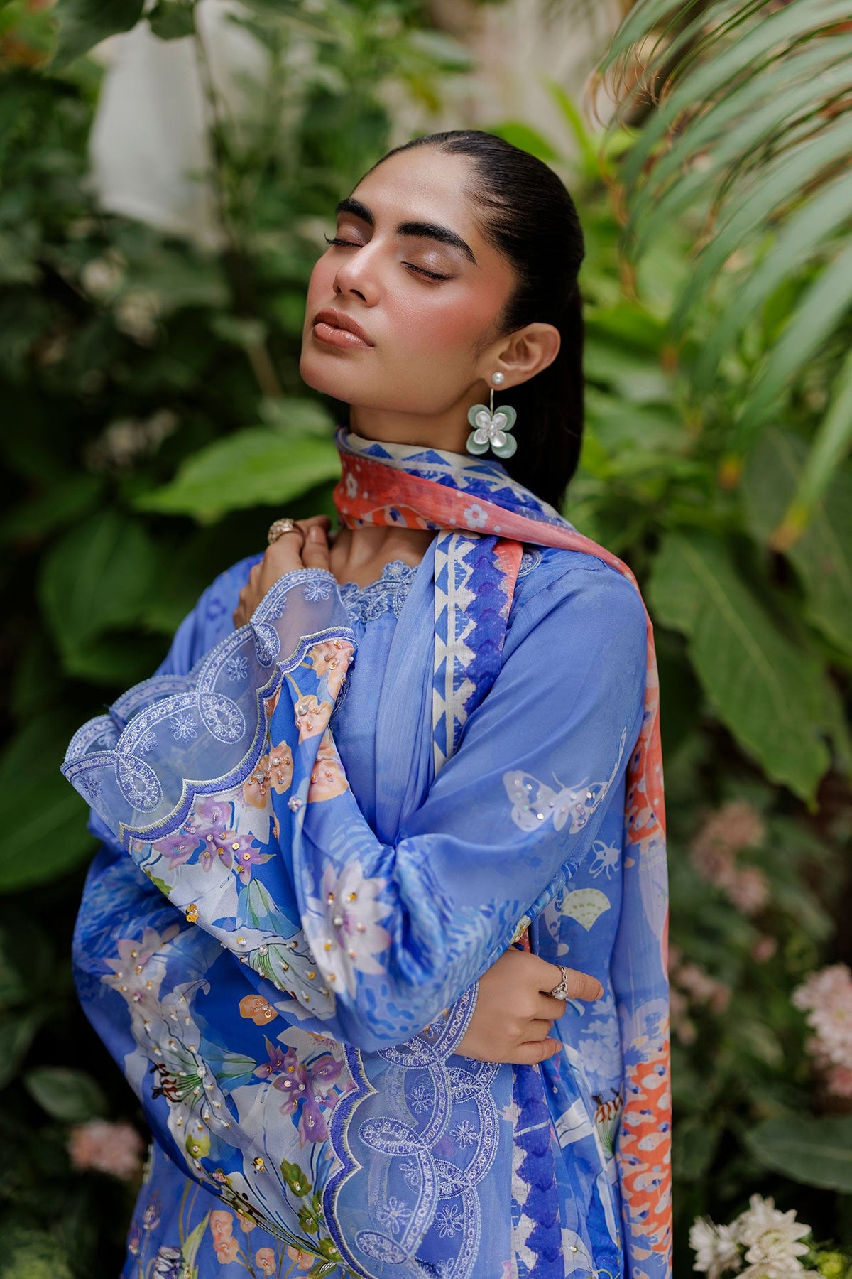 SS26DD-2934  BLUE PRINTED DUPATTA