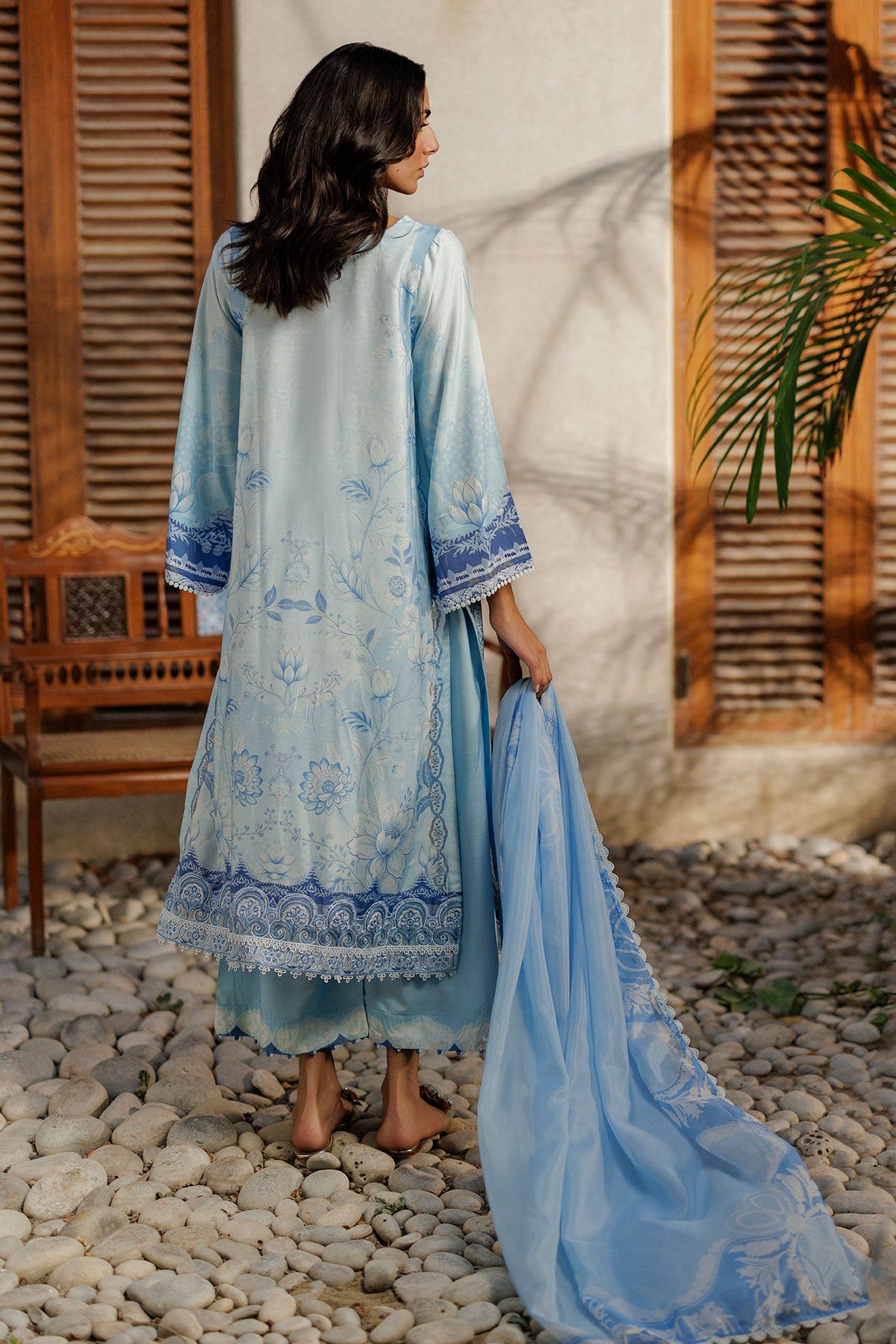 SS26DA-2942 SKY BLUE 2PCS  EMBROIDERED KURTA WITH TROUSER