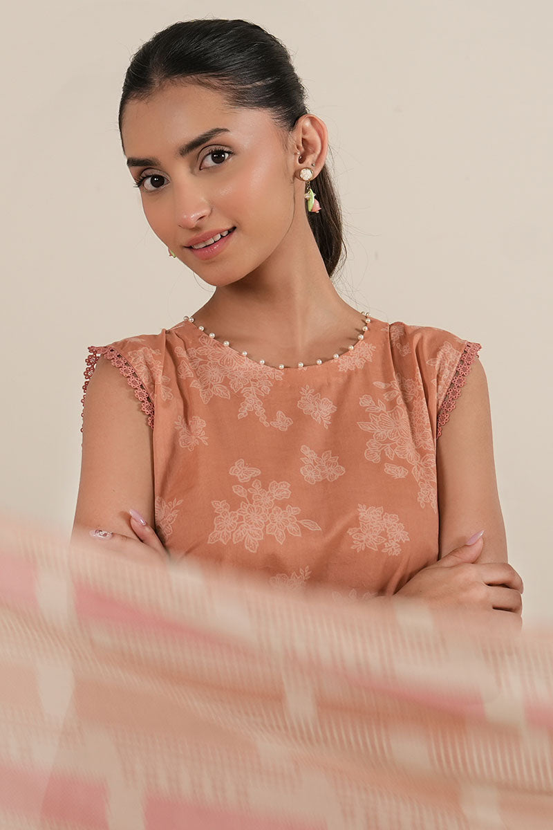 CORAL CRUSH-3PC PRINTED LAWN SUIT