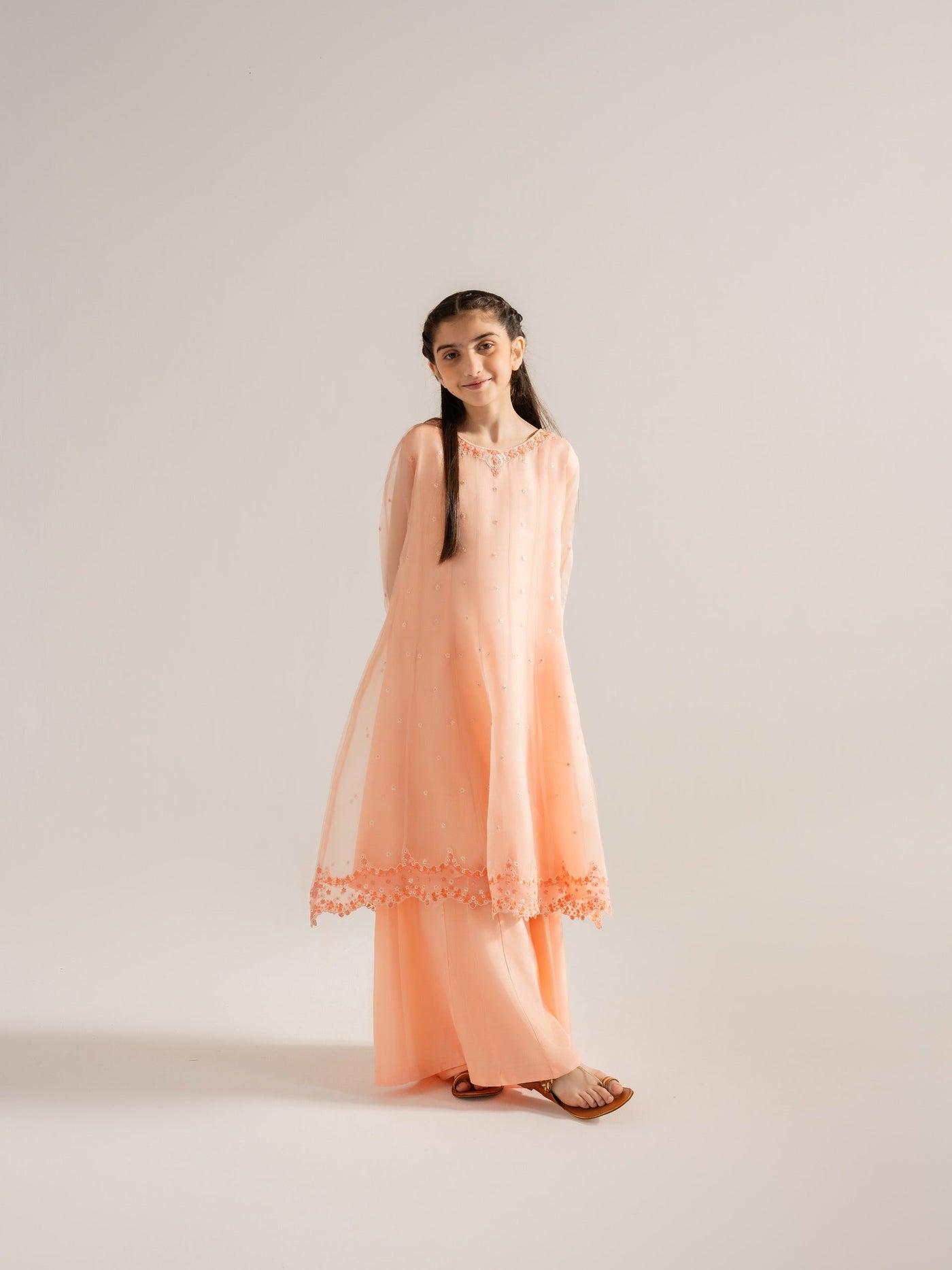 (Kids) 2 Piece - Embroidered Organza Suit KD-006