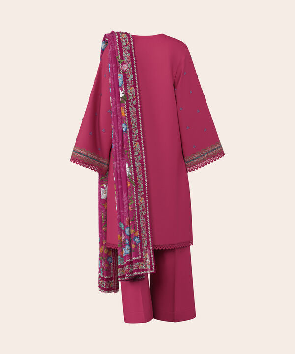 3 Piece - Dyed Embroidered Cotton Suit