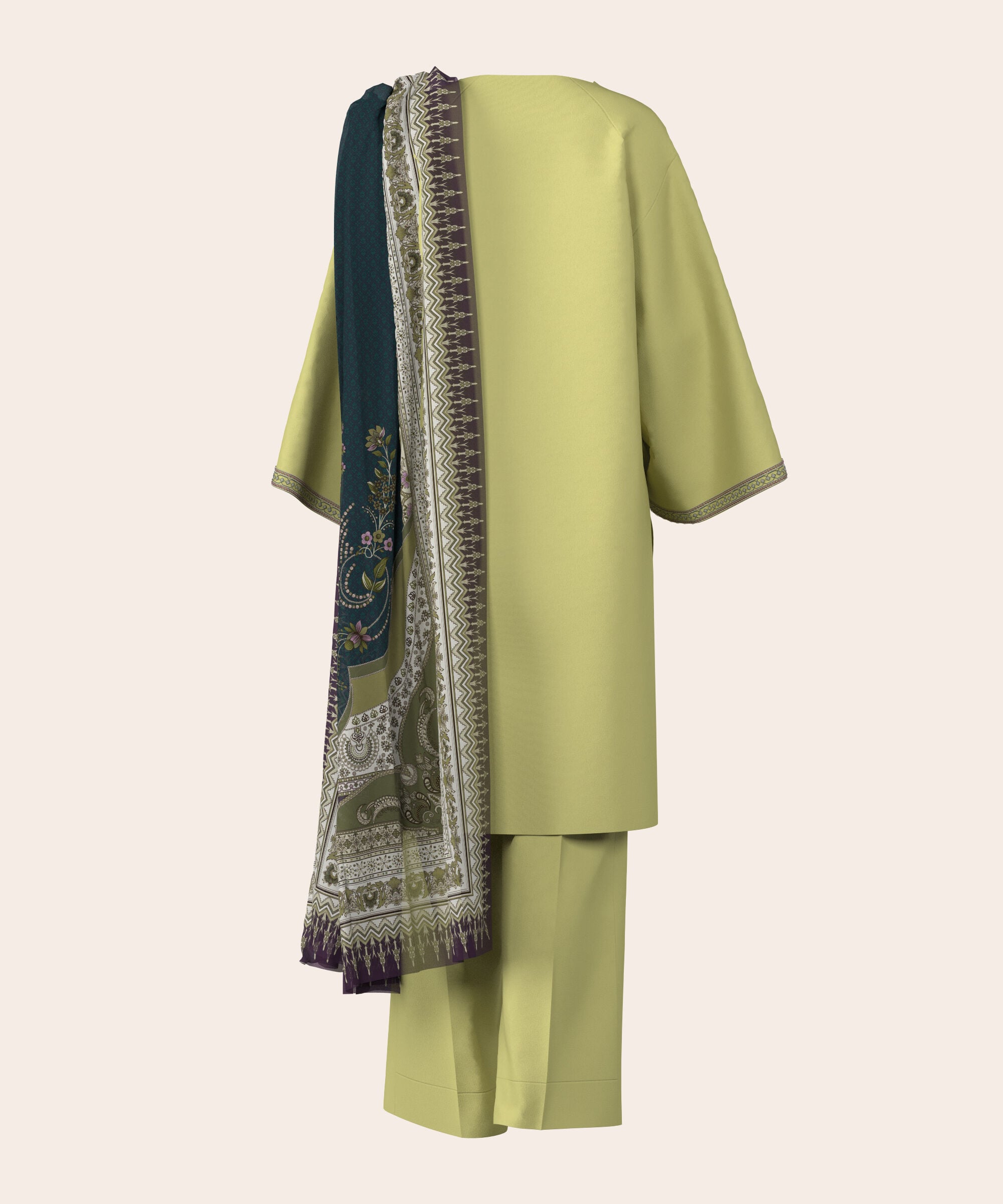 3 Piece - Dyed Embroidered Cotton Suit