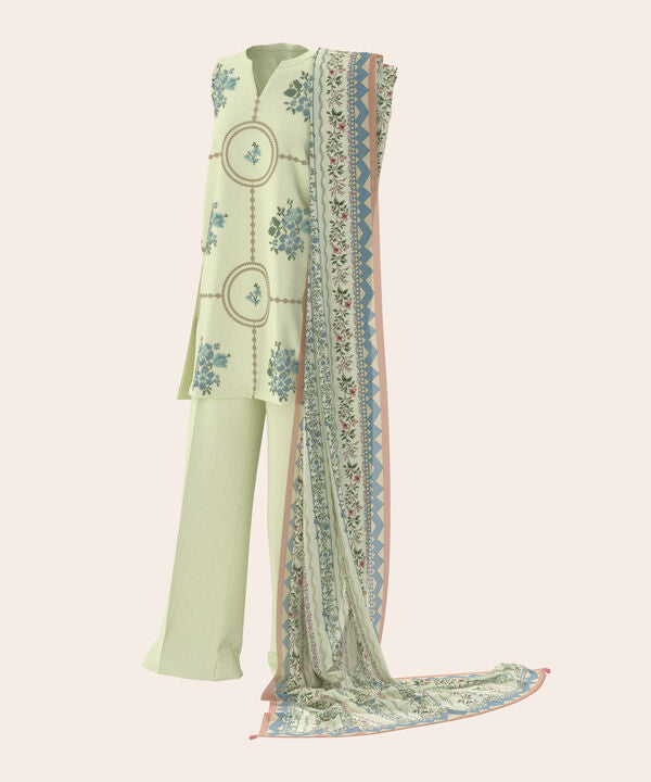 3 Piece - Dyed Embroidered Dobby Suit