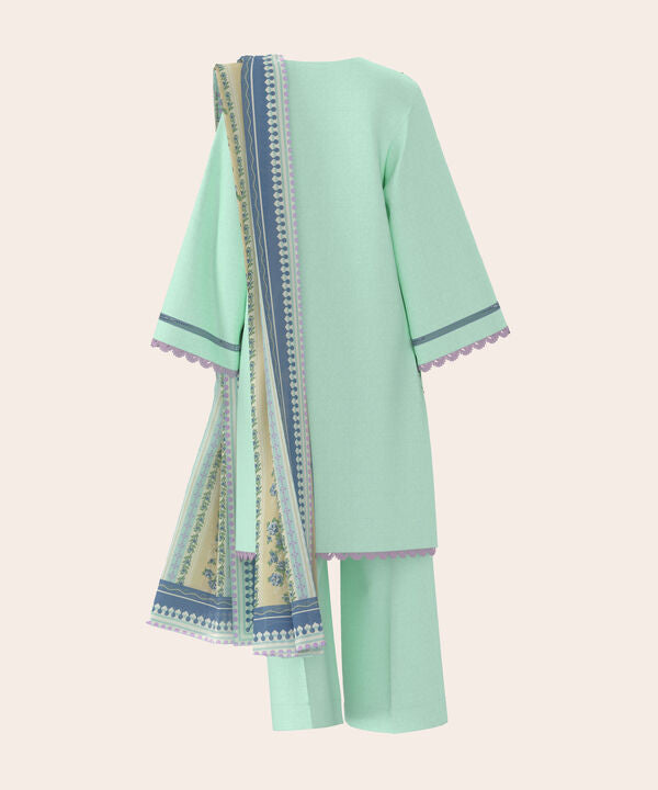 3 Piece - Dyed Embroidered Dobby Suit