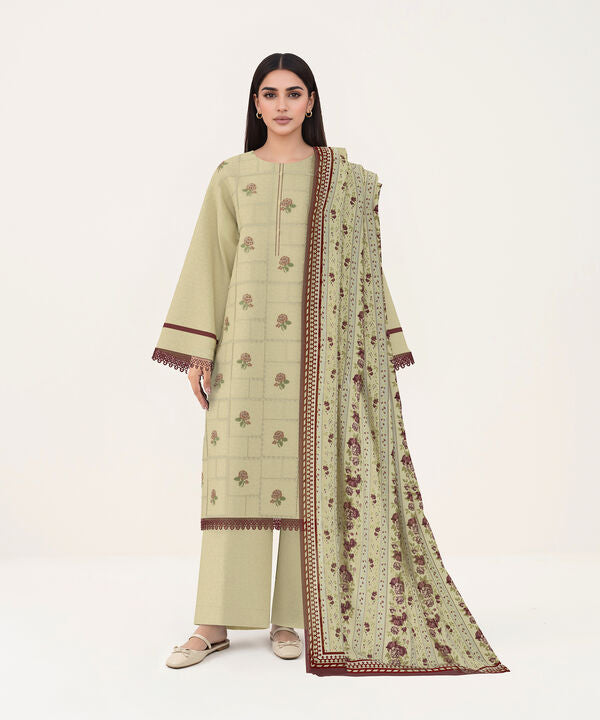 3 Piece - Dyed Embroidered Dobby Suit