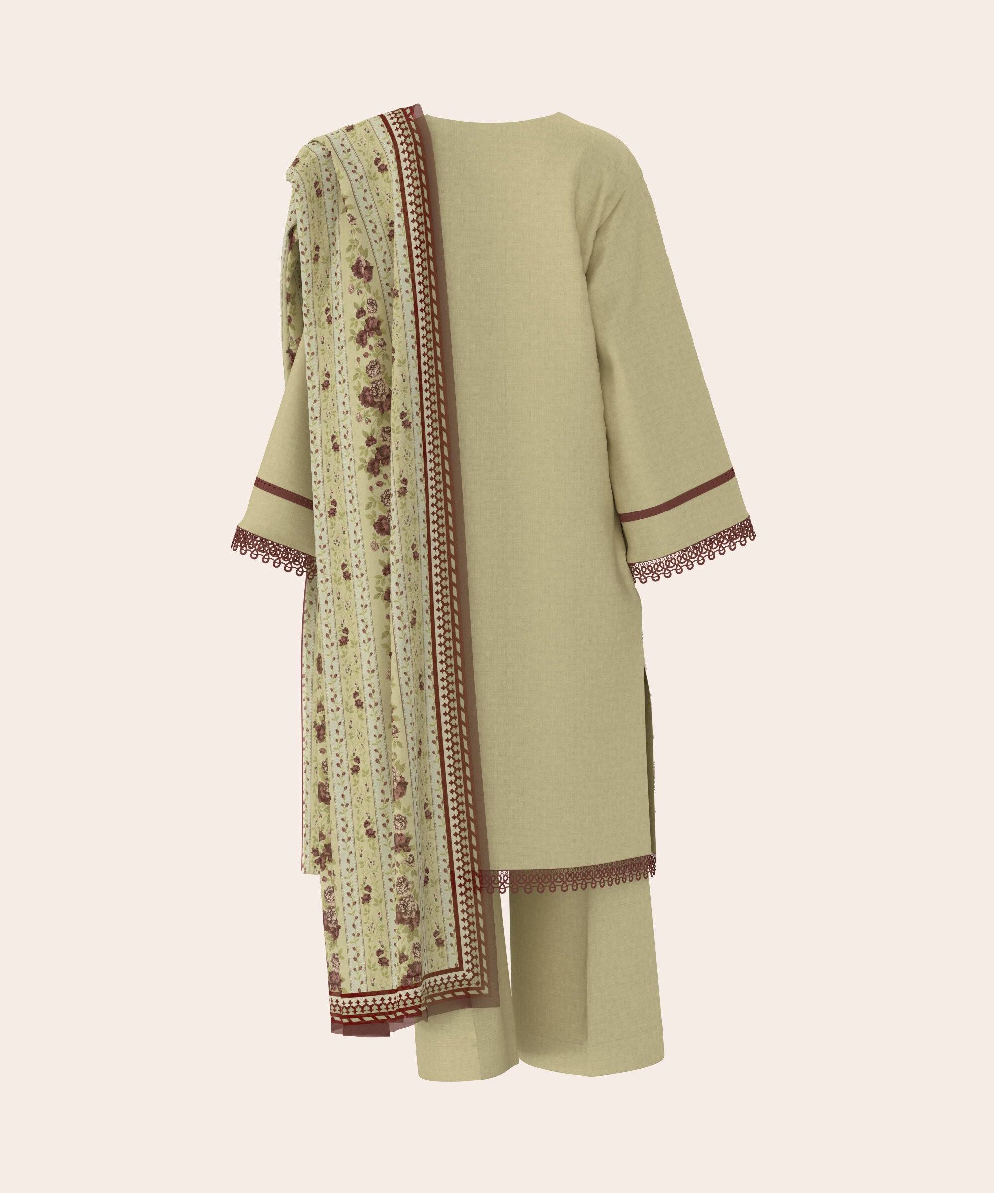 3 Piece - Dyed Embroidered Dobby Suit