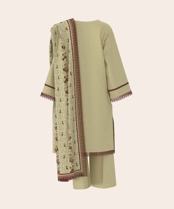 3 Piece - Dyed Embroidered Dobby Suit