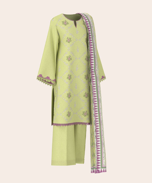 3 Piece - Dyed Embroidered Dobby Suit