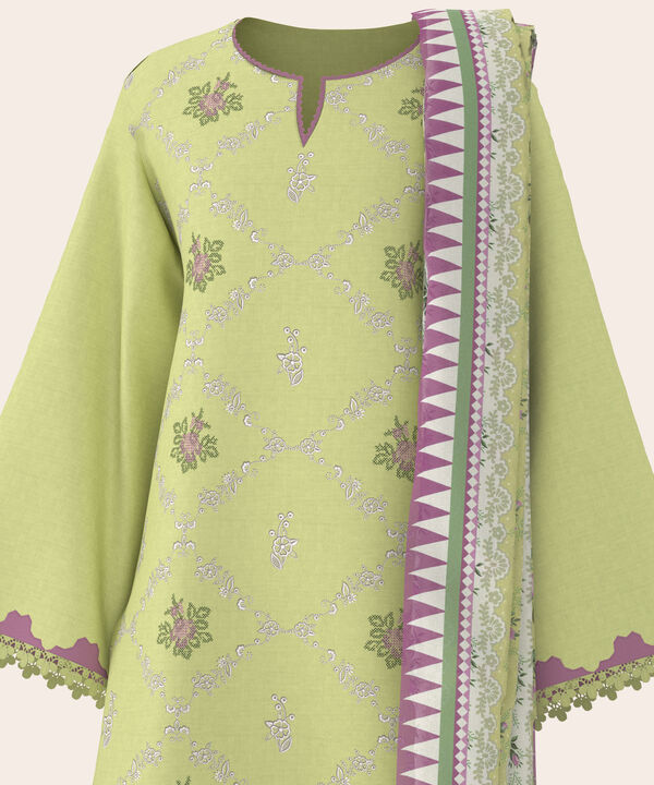 3 Piece - Dyed Embroidered Dobby Suit