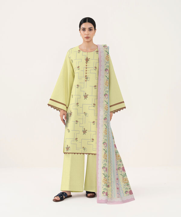 3 Piece - Dyed Embroidered Dobby Suit