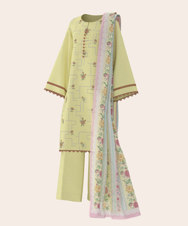 3 Piece - Dyed Embroidered Dobby Suit