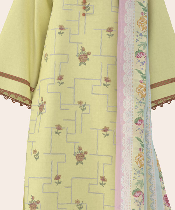 3 Piece - Dyed Embroidered Dobby Suit
