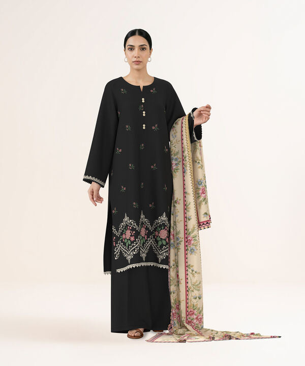3 Piece - Dyed Embroidered Dobby Suit