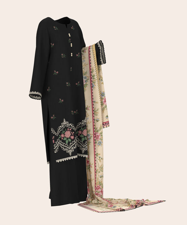 3 Piece - Dyed Embroidered Dobby Suit