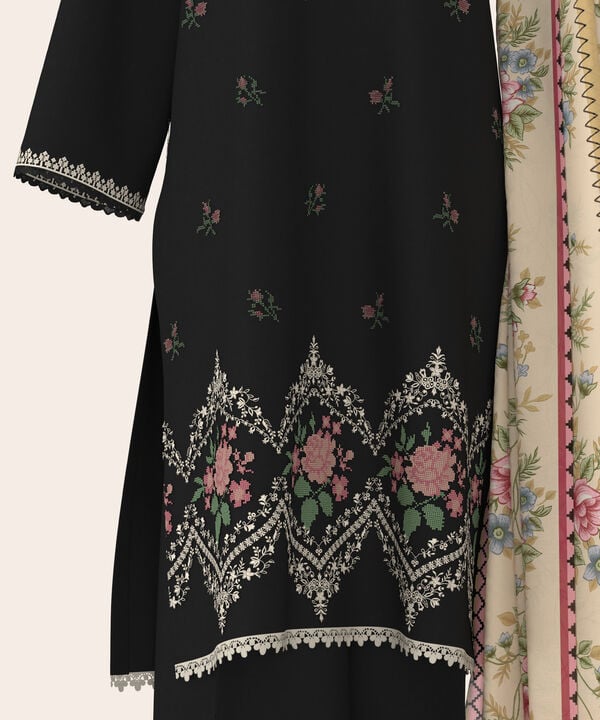 3 Piece - Dyed Embroidered Dobby Suit