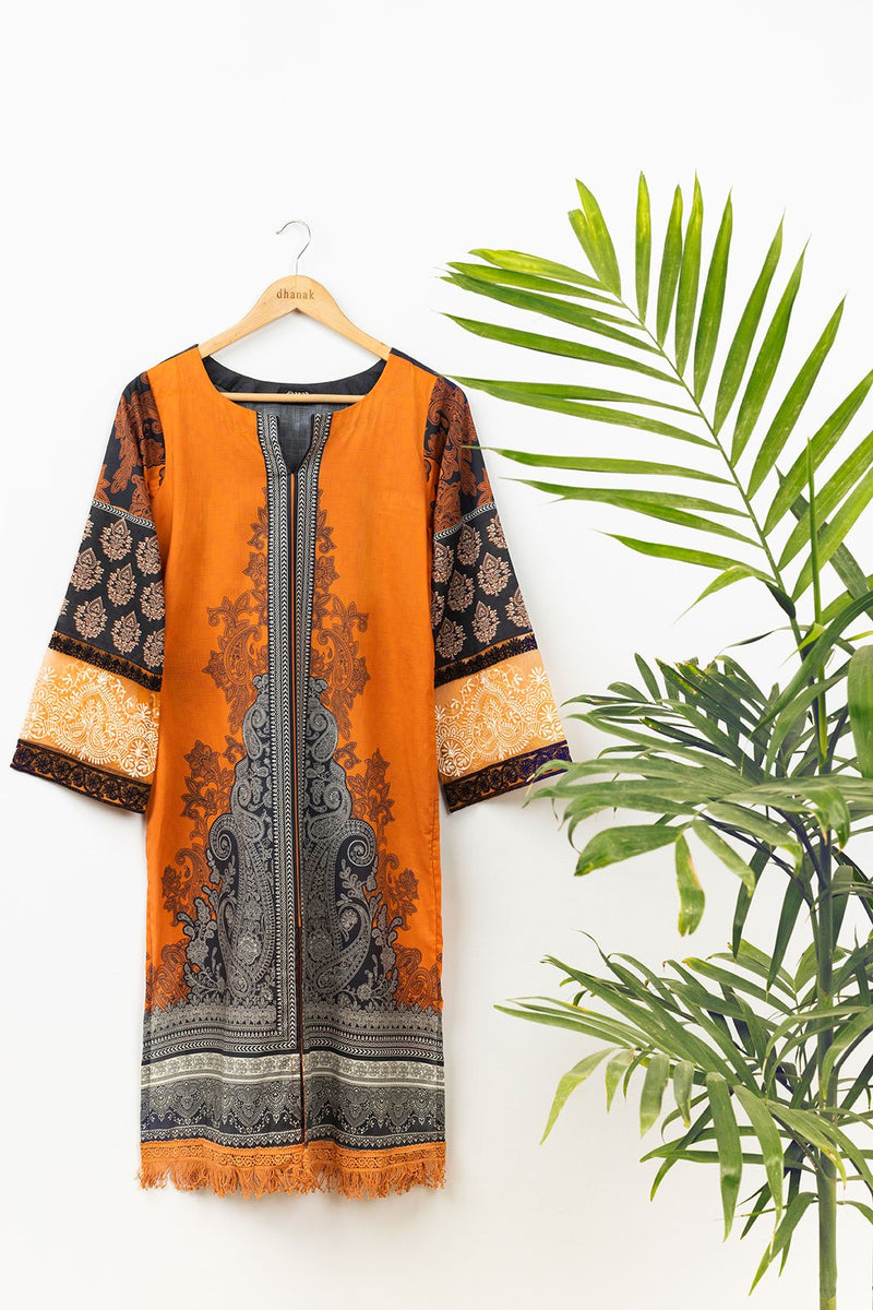 DC-0343 ORANGE EMBROIDERED KURTA