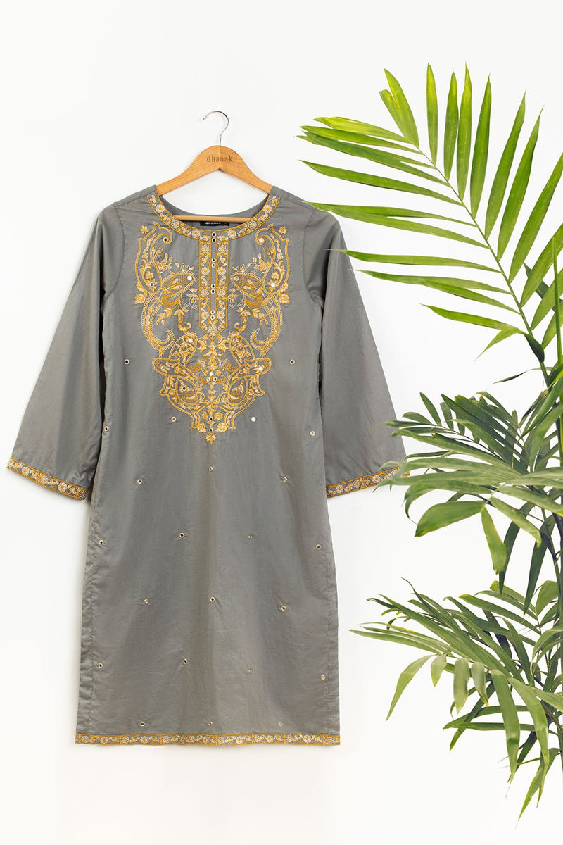 DC-0358 GREY EMBROIDERED KURTA