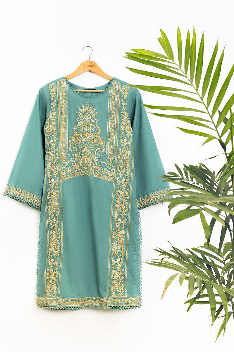 DC-0379 C-GREEN EMBROIDERED KURTA
